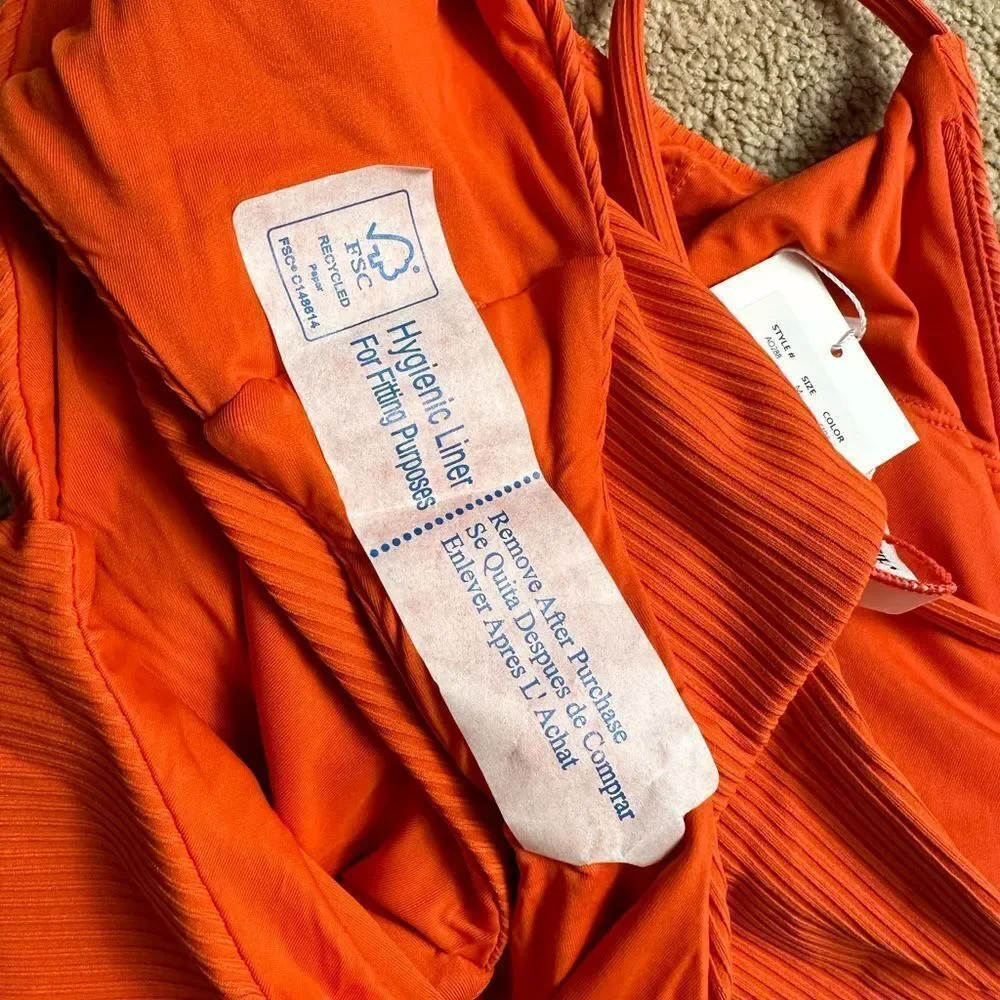 NWT Andie Swim - The Asbury Ribbed One-Piece - Siren Orange - Medium